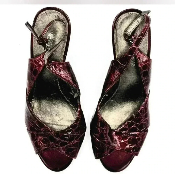 Vintage Liz Claiborne Garnet Crocodile Leather Slingback Pumps, 7.5 - Picture 3 of 8